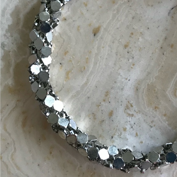 GORGEOUS SPARKLING SILVER TONE LARGE HOOP EARRINGS - Picture 4 of 4